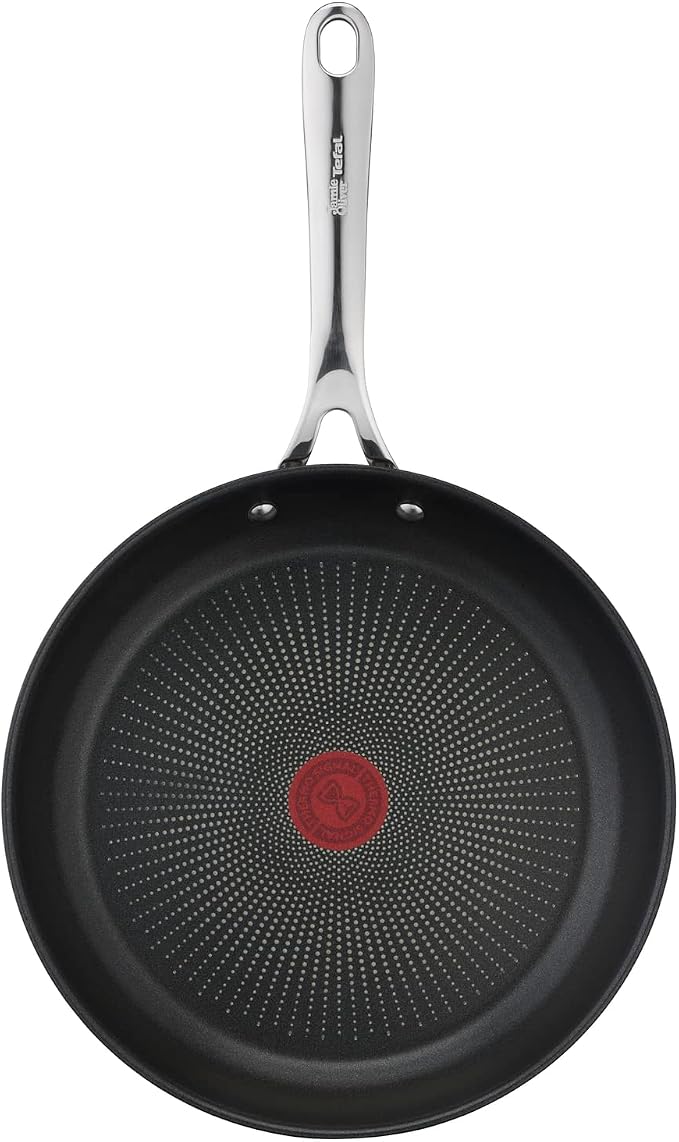 T-Fal x Jamie Oliver Nonstick Coated Stainless Steel Pan 11-Inch, Induction Compatible, Oven Safe up to 500°F, Chef's Stainless Steel Skillet, Frying Pan, Silver