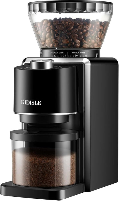 KIDiSLE Conical Burr Espresso Grinder, 35 Precise Settings Electric Coffee Bean Grinder with Anti-Static Technology, Quiet Burr Coffee Grinder for Espresso, Pour Over, French Press, 2-12 Cup, Black