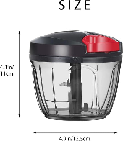 Ourokhome Manual Food Processor Vegetable Chopper, Portable Hand Pull String Garlic Mincer Onion Cutter for Veggies, Ginger, Fruits, Nuts, Herbs, etc., 650ml, Black