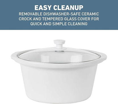 West Bend Slow Cooker 4-Quart Manual Crockery Style with Dishwasher Safe Oval Ceramic Crockpot and Glass Lid Two Temperature Settings Plus Keep Warm, 210-Watts, Navy