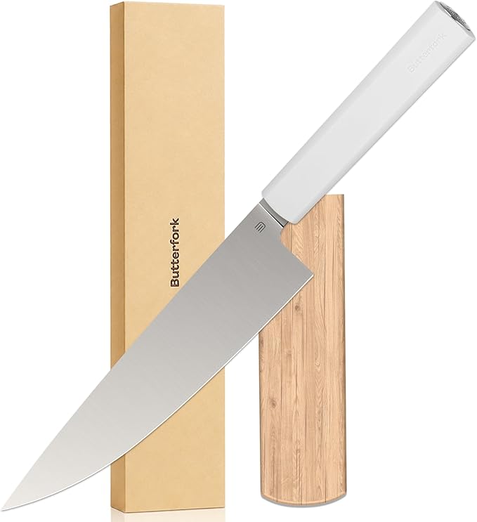 8 Inch Chef Knife, AR-RPM9 Steel & Ergonomic Handle Cooking Knife, Ultra Sharp Professional Kitchen Knife with Oak Sheath, Gift Box for Home Chefs