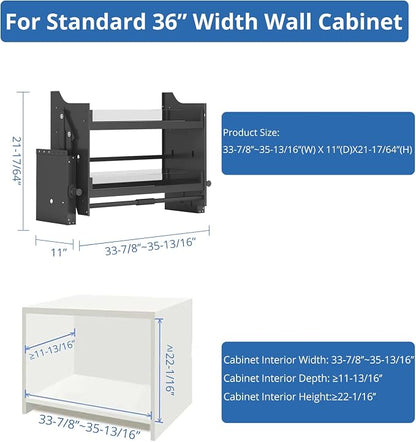 Pull Down Shelf Upper Kitchen Wall Cabinet Storage Organizer (36inch Cabinet) Black