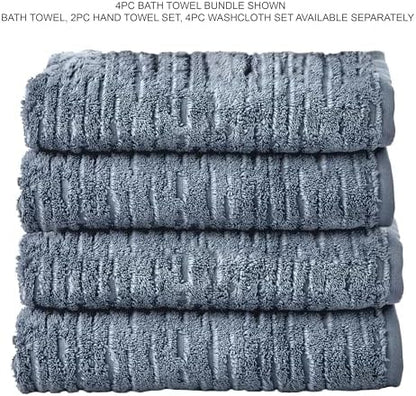 SKL Home CloudSoft 100% Cotton Luxury 4-Piece Bath Towel Set, Smoke Blue