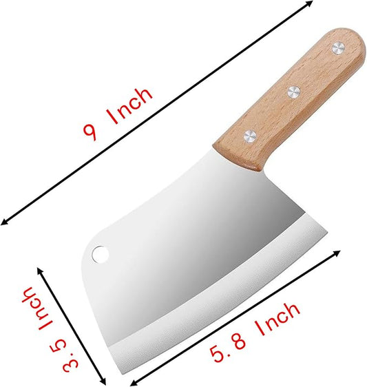 Small Professional Cleaver Chef Knife, High Strength Stainless Steel 5.8 Inch Sharp Kitchen Blade with Wooden Handle (black)