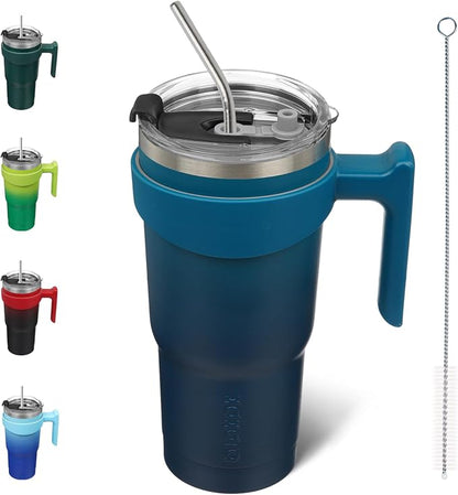 BJPKPK Tumbler With Handle And Straw 20oz Stainless Steel Tumbler With Lid Insulated Coffee Cups,Indigo Black