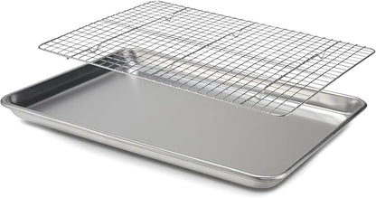 18" x 13" Baking Sheet, Sheet Pan with Wire Rack Set, Stainless Steel Cookie Pan Baking Tray with Cooling Rack (1)