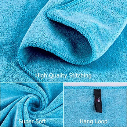 JML Microfiber Bath Towels Set, 27" x 55", 6 Pack, Sky Blue
