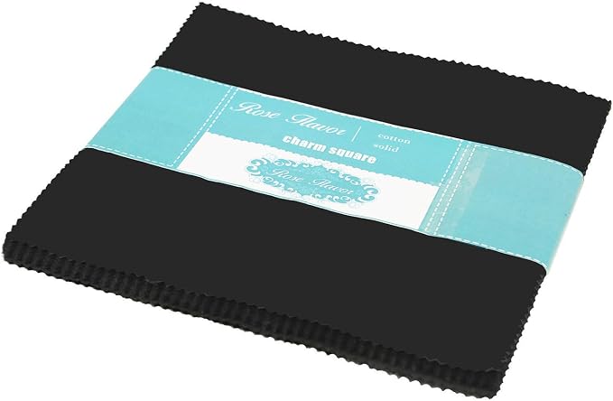 Pre-Cut Charm Packs Cotton Square Bundle 5x5 Inches Quilting Cloth 46 Pieces Black Rose Flavor