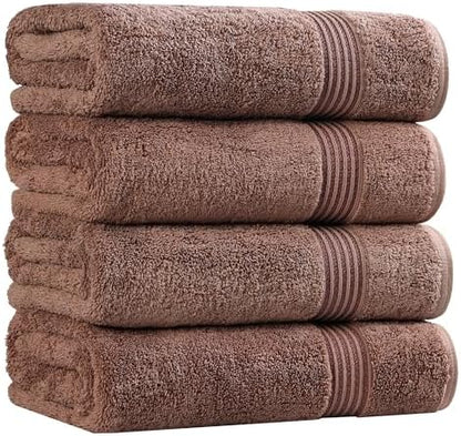 Superior Egyptian Cotton 4-Piece Bath Towel Set for Shower, Bath, Spa, Resort, Hotel, Soft Body Towels, Airbnb Essentials, Apartment, Dorm, Quick Dry, Absorbent, Bathroom Basics, Mocha