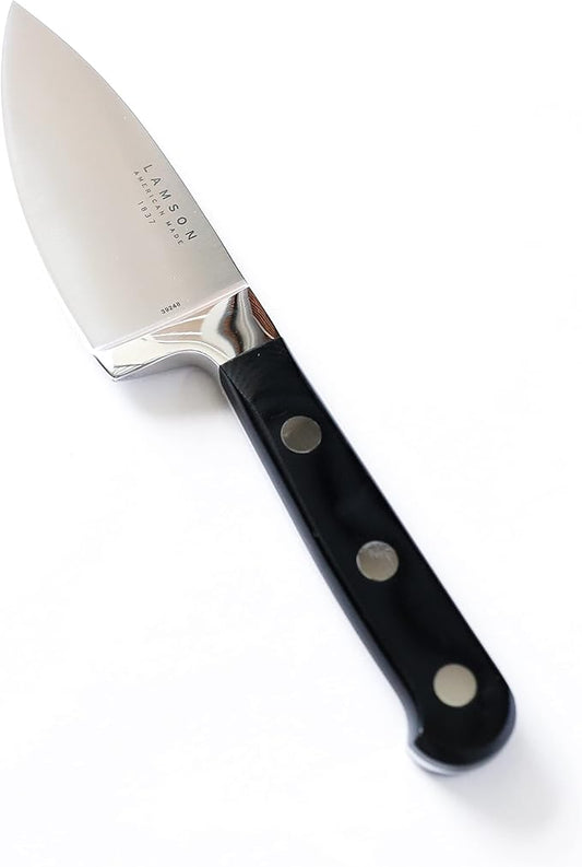 Lamson Premier Forged 4" Chef's Knife, Hi-Carbon Stainless Steel Blade, Triple Riveted for Balance, Ideal for Dicing, Slicing & Chopping, Kitchen Knives - Midnight Handle