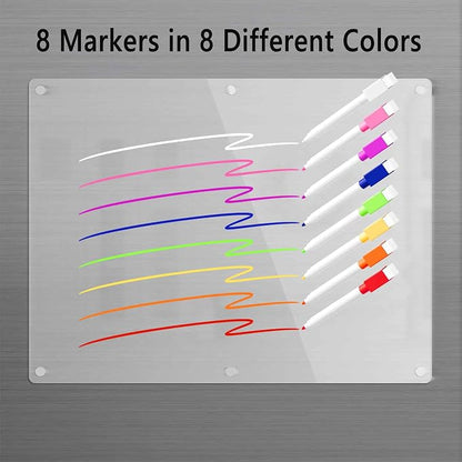 Neatsure Acrylic Magnetic Dry Erase Board for Fridge, Clear Whiteboard for Refrigerator, Notepad Memo to Do/Grocery List White Board, w/ 8 Colors Markers, 15"x11"