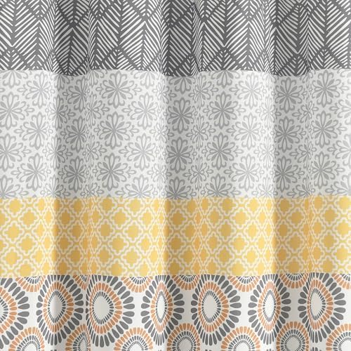 Lush Decor Bohemian Stripe Shower Curtain, 72" W x 72" L, Yellow & Gray - Bathroom Curtain - Striped Shower Curtain - Boho Decor - Fabric Shower Curtains