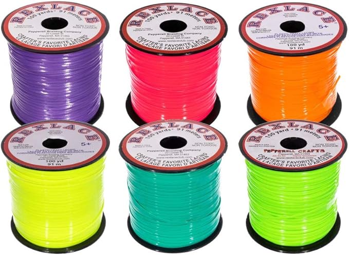 Craft County Rexlace Multicolor Bundle Packs – 100 Yards of Each Color (Neon)