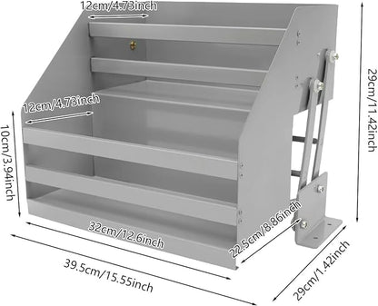 Pull Down Shelf Cabinet Organizer, High Lifting Basket Plate Organizer, 2-Tier Retractable Large Capacity Kitchen Storage Shelf Organizer for Kitchen Appliance Bar Cafe Storage