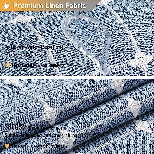 BTTN Blue Boho Farmhouse Linen Heavy Duty Fabric Shower Curtain Set, 72x72