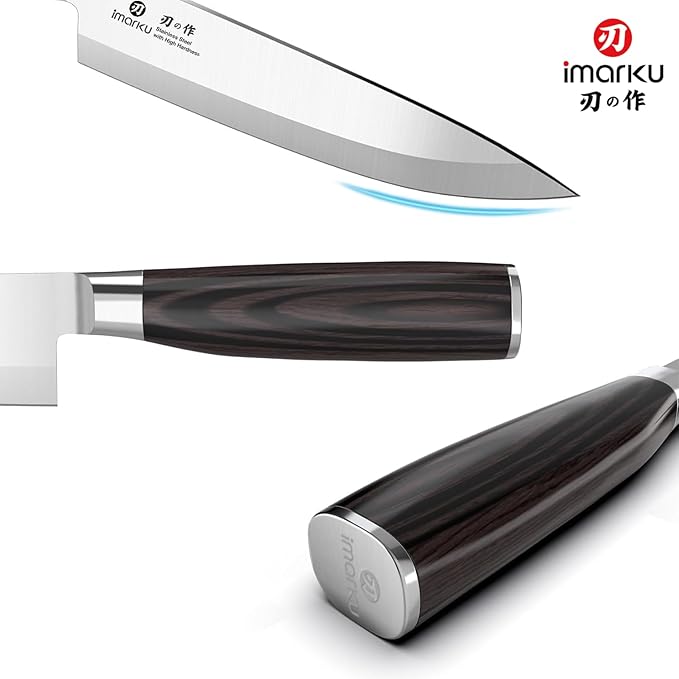 imarku Chef Knife 8-Inch Pro Japanese Kitchen Knife High-Carbon Stainless Steel Paring Knife Ergonomic Handle Rasor Sharp Single-Bevel Edge Gift for Men and Father's Day