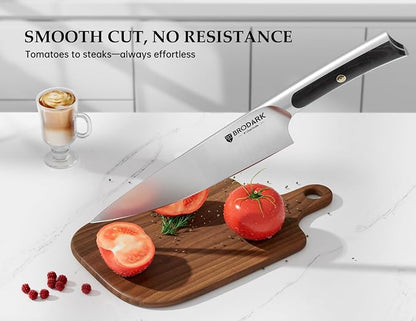 BRODARK 15 PCS Knife Set with Block,Pakkawood Handle Kitchen Knife Set | Ultra Sharp Chef Knife set with sharpener, High Carbon Stainless Steel, Non-Slip Grip for Cooking, Gift Box for Dad Father