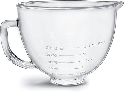 Tilt-Head Stand Mixer Glass Bowl, 5 QT,Compatible with Kitchenaid Artisan 5KSM125, 5KSM150, 5KSM175, 5KSM7580, KSM150, RRK150,K45, K45SS, KSM75, KSM90, KSM95,Classic without Lid