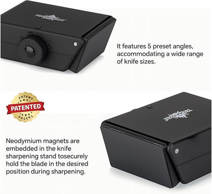 The Innovative Knife Sharpener - Patented Multi-Angle Premium Rolling Knife Sharpener with Extra Replacement Head for Chef's, Fruit, and All Steel Knives (Black)
