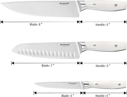 Musifan 3-Piece Chef Knife Set, Professional Ultra Sharp Kitchen Knives For Cooking High Carbon Stainless Steel, With Ergonomic Handle Design (three)