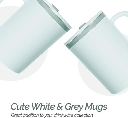 Copco Desk Mug 16 oz - Durable BPA-Free, Double-Wall Insulation for Hot & Cold Drinks, Microwave & Dishwasher Safe, Ideal for Office, Home, Travel - Spill-Resistant Reusable Mug (Grey)