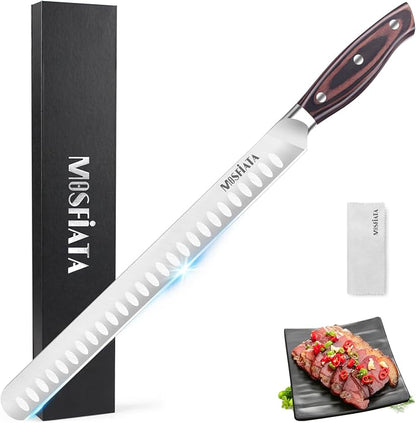 MOSFiATA 12" Slicing Carving Knife –BBQMeat Cutting Knife-Forged High Carbon German Steel – Ergonomic Handle Design-With Gift Box