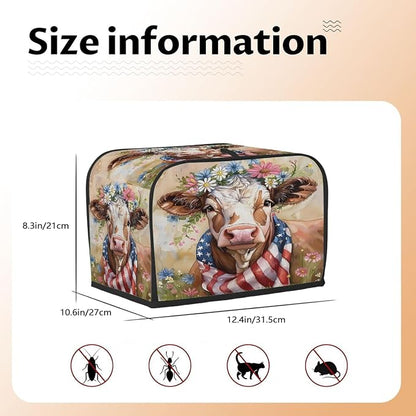4 Slice Animal Highland Cow Toaster Cover Waterproof Dust Fingerprint Bread Machine Cover Washable Kitchen Appliance Protector For Home Kitchen Bakeware Table Decor Women Gifts
