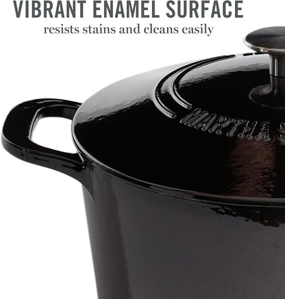 MARTHA STEWART Gatwick 7-Quart Enamel Cast Iron Dutch Oven Pot with Lid – Grey – Heavy-Duty Dutch Oven for Slow Cooking, Braising & Baking