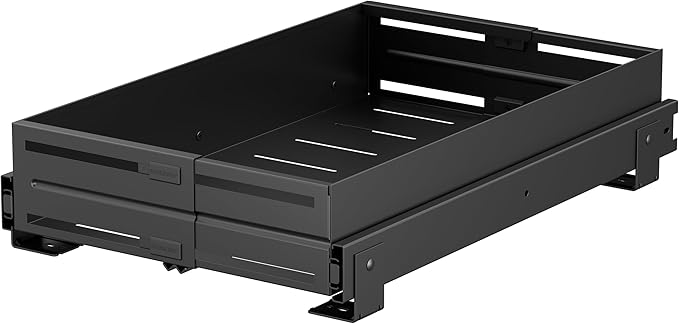 Pull Out Cabinet Organizer, Expandable Width 8"-13", Heavy Duty Metal Slide Out Drawers for Cabinets, Expandable Cabinet Pull Out Shelves for Kitchen, Pantry, Bathroom, Black
