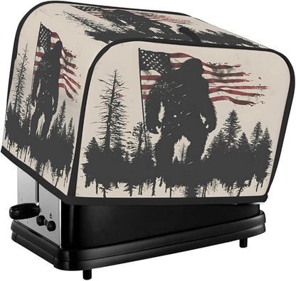 4 Slice Flag USA Bigfoot Toaster Cover Waterproof Dust Fingerprint Bread Machine Cover Washable Kitchen Appliance Protector For Home Kitchen Bakeware Table Decor Women Gifts
