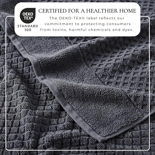 Great Bay Home Bath Towels - 100% Cotton 4 Pack 54x27 Bath Towel Set - Absorbent, Durable, Quick-Dry Towels for Bathroom (Stone Blue)