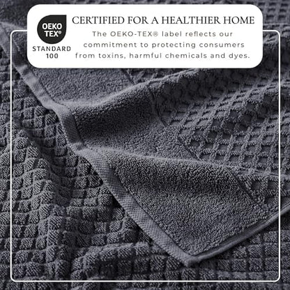 Great Bay Home Hand Towels - 100% Cotton 6 Pack 26x16 Hand Towel Set - Absorbent, Durable, Quick-Dry Towels for Bathroom (Stone Blue)