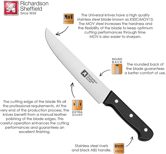 Richardson Sheffield Universal NSF Approved Professional Butcher Knife, 8-Inch