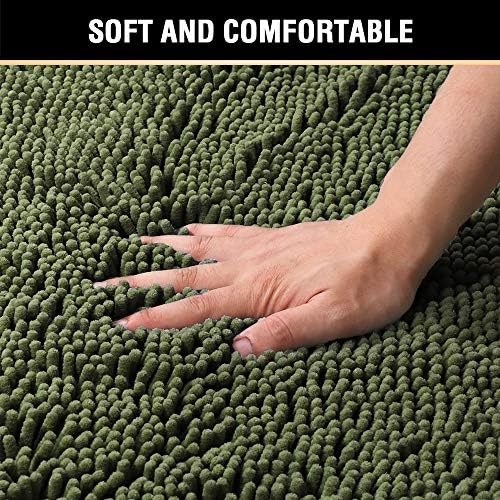 H.VERSAILTEX Bath Mat Bathroom Rug Bath Rugs for Bathroom Non Slip Bath Mats Extra Thick Chenille Rug 17" x 24" Absorbent Soft Shaggy Washable Dry Fast Plush Rugs for Bathtubs - Loden