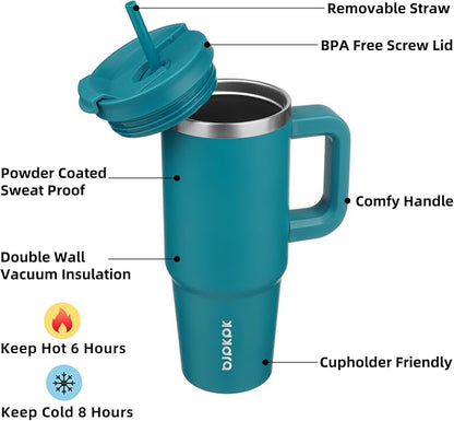 BJPKPK 30 oz Insulated Tumbler With Lid And Straw Stainless Steel Tumblers Cup With Handle For Women And Men,Laguna