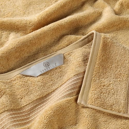 Superior Egyptian Cotton 4-Piece Bath Towel Set for Shower, Bath, Spa, Resort, Hotel, Soft Body Towels, Airbnb Essentials, Apartment, Dorm, Quick Dry, Absorbent, Bathroom Basics, Gold