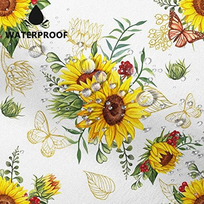 AWERT Vibrant Sunflower Shower Curtain for Bathroom,Waterproof Fabric Plants Shower Curtain with Hooks 60x72 inch