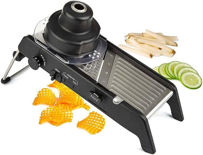 PL8 Professional Mandoline 2.0 - Adjustable Mandoline Slicer with 4 Cutting Thicknesses, Spring-Loaded Hand Guard, Stainless Steel Slicing Ramp, Foldable Non-Skid Feet for Safe, Convenient Food Prep