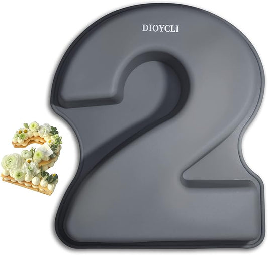 Dioycli Number Cake Molds for Baking 3D Silicone Cake Molds DIY Personalized Cake Pan for Birthday Wedding and Anniversary Number 2 Cake Pan of 10 Inch