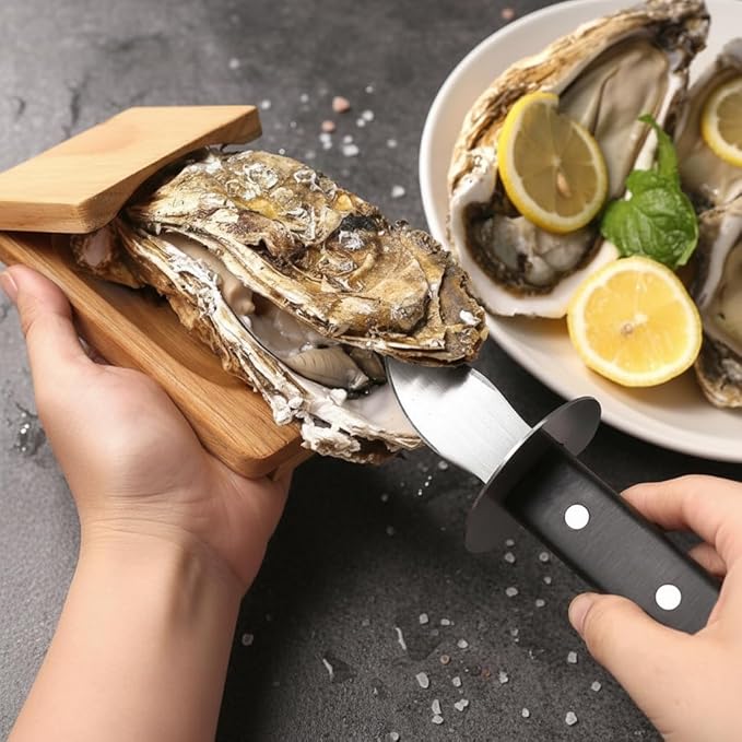 Oyster Shucker, 3-Piece Set With Oyster Clamp, Shucking Knife & Cut Resistant Gloves (Level 5), Professional Shucking Tools For Fresh Oysters And Clams