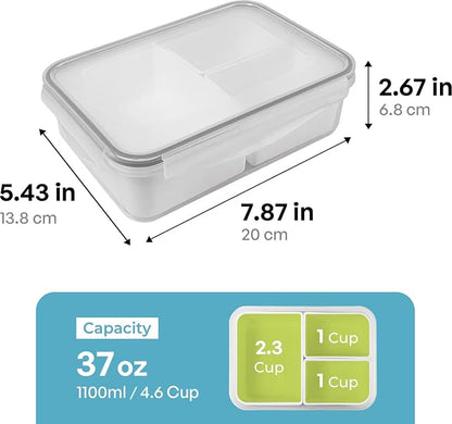 carrotez Food Storage Container with 3 Removable Compartments (Asymmetrical), Reusable, BPA Free, 4.64 Cup (1100ml)