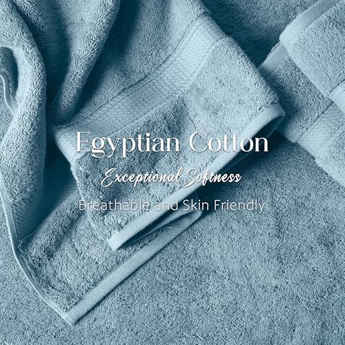 SUPERIOR Egyptian Cotton Ultra Plush & Absorbent, 12 Piece Set, Denim Blue