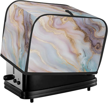 Marble Texture Toaster Cover 2 Slice Wide Slot Washable Toaster Covers | Gold Modern Dust and Fingerprint Protection Bread Maker Covers for Kitchen Accessories Decor Bakeware Women Gift