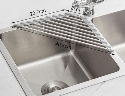 Ahyuan Roll up Dish Drying Rack Over The Sink Kitchen Roll up Sink Drying Rack Portable Dish Drainer Foldable Dish Drying Rack (Warm Gray, Triangle 16.3''X9.4'')