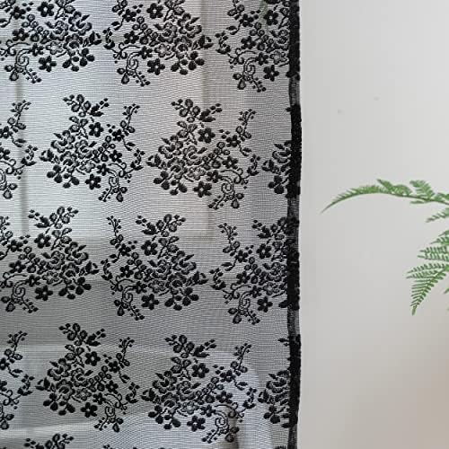 TUDECO Black Lace Shower Curtain for Small Bathroom, 36''W x 72''L