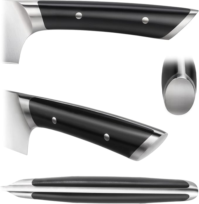 Cangshan HELENA Series 10-Piece German Steel Forged Knife Block Set, Black, Full Tang Kitchen Knife Set with Acacia Wood Block and Sharpener