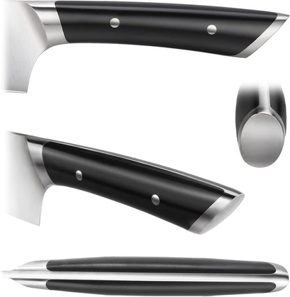 Cangshan HELENA Series 10-Piece German Steel Forged Knife Block Set, Black, Full Tang Kitchen Knife Set with Acacia Wood Block and Sharpener
