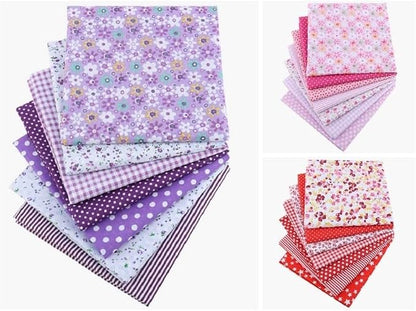 7Pcs Top Purple Cotton Craft Fabric Bundle Squares Patchwork DIY Sewing Scrapbooking Quilting Floral Dot Pattern Craft and Hobby Fabric, Arts, Crafts and Sewing 10" x 10" (25cm x 25cm)