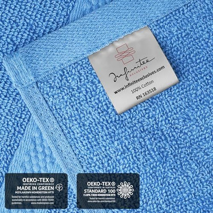 Infinitee Xclusives 100% Cotton Luxury Wash Cloths for Showering - 4 Pack
