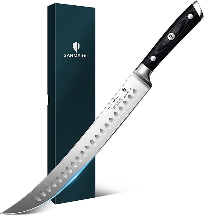 12" Slicing Knife - Brisket Slicing Meat Carving Knife Professional German 1.4116 Stainless Steel Razor Sharp Blade, Ergonomic Wood Handle & Full Tang Design, Gift Box Included